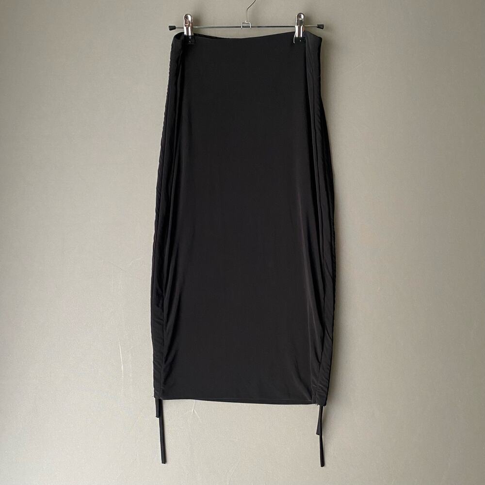 Nasty Gal sz 4 black fitted‎ rouged midi pencil skirt NWT